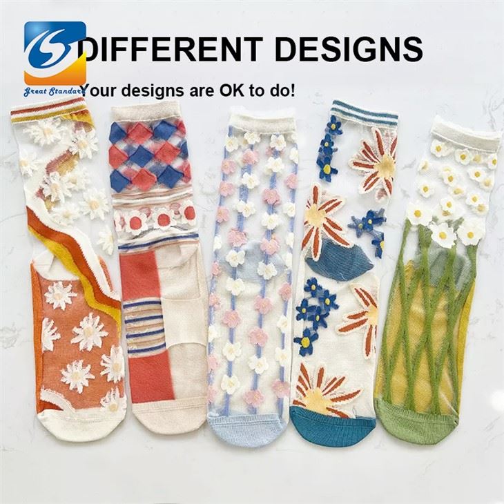 Sheer Socks With Flowers