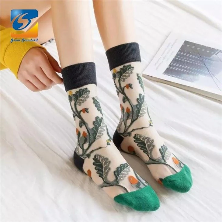 Sheer Socks With Flowers