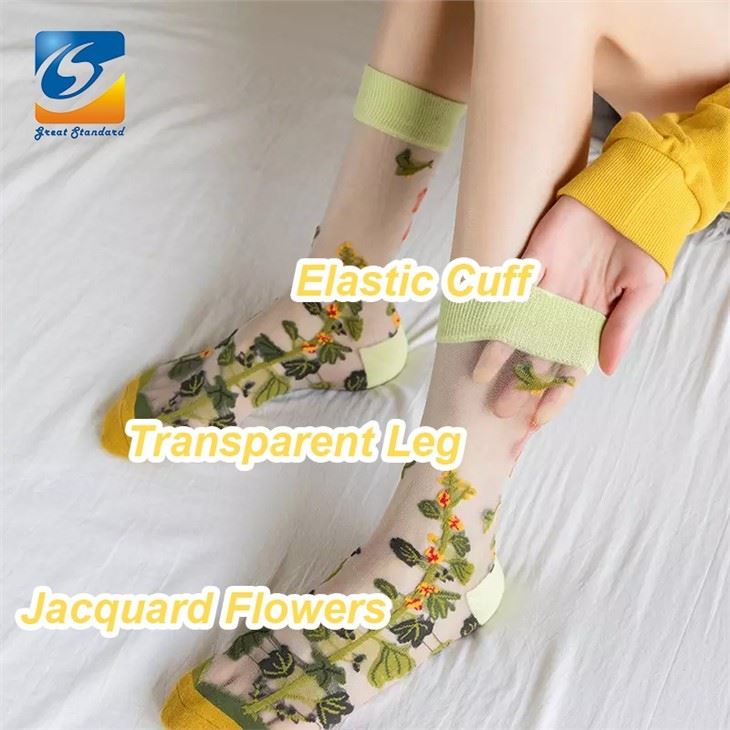 Sheer Socks With Flowers