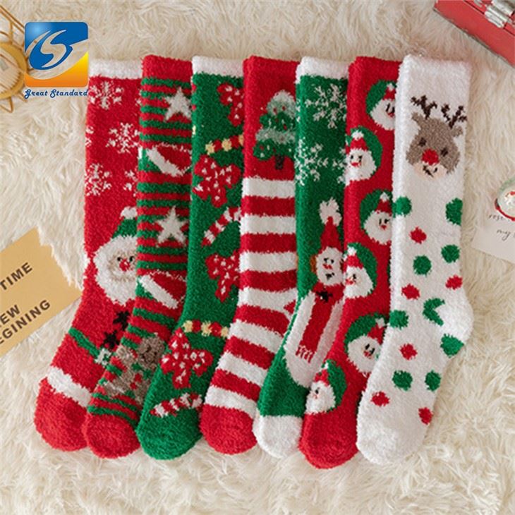 Women Fashion Knee High Fluffy Christmas Socks