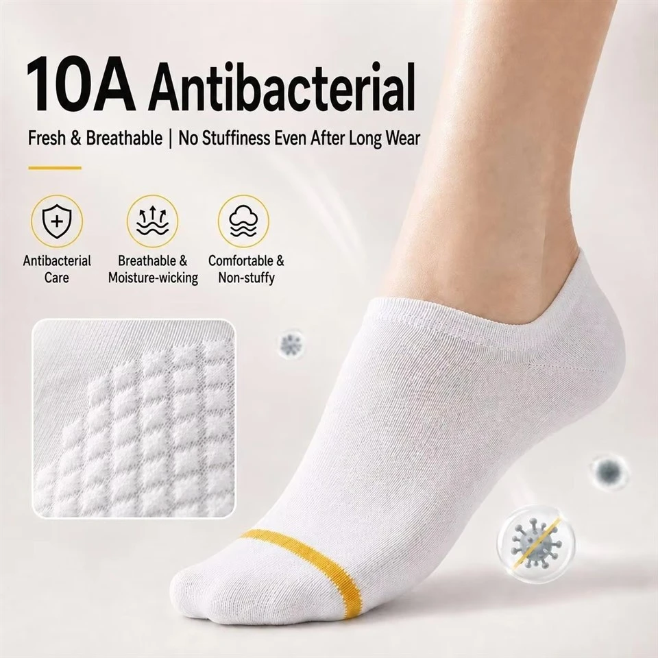 Antibacterial Odor Control Non Slip Moisture Sports Short Socks factory