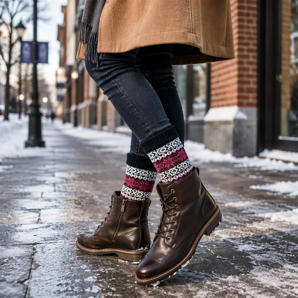 Cotton Blend Knitted Fair Isle Christmas Socks suppliers