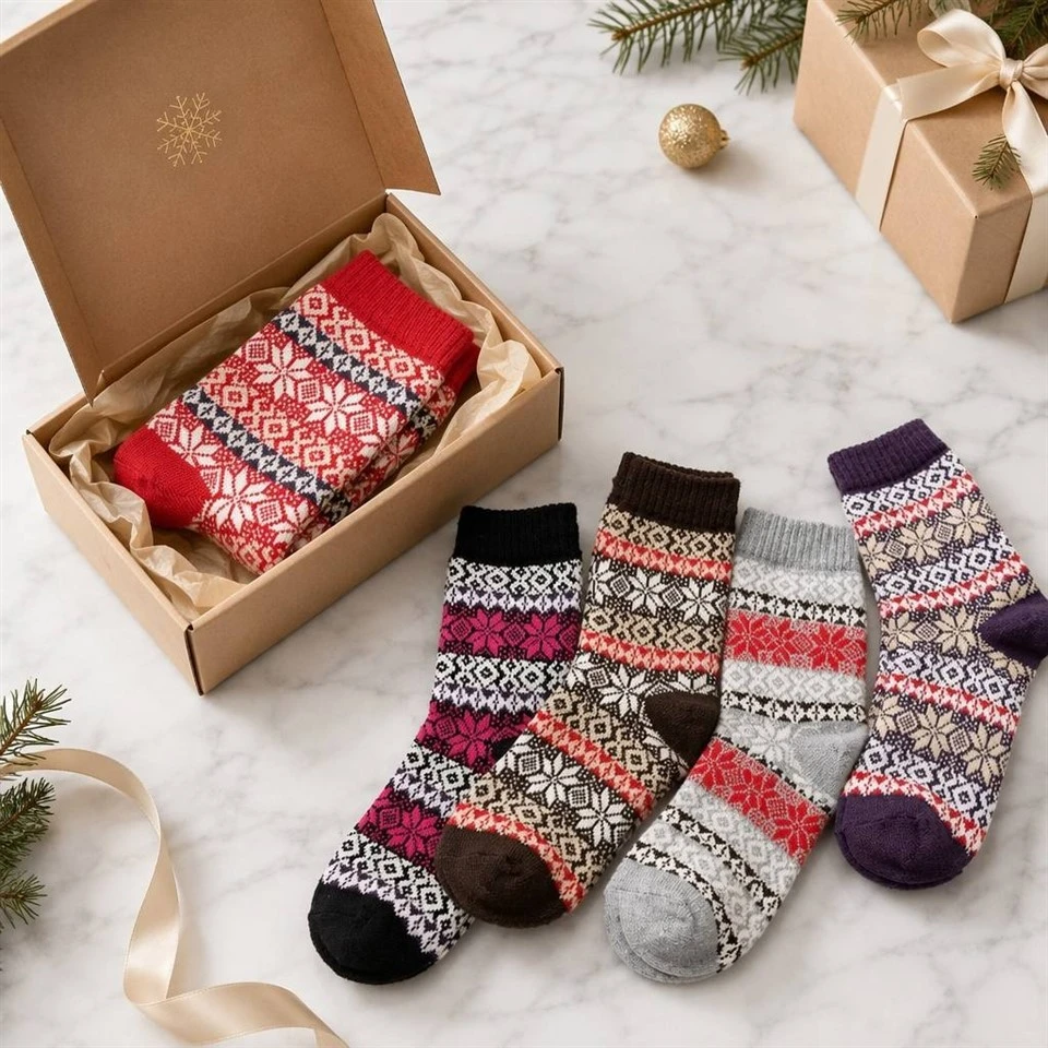 Cotton Blend Knitted Fair Isle Christmas Socks best
