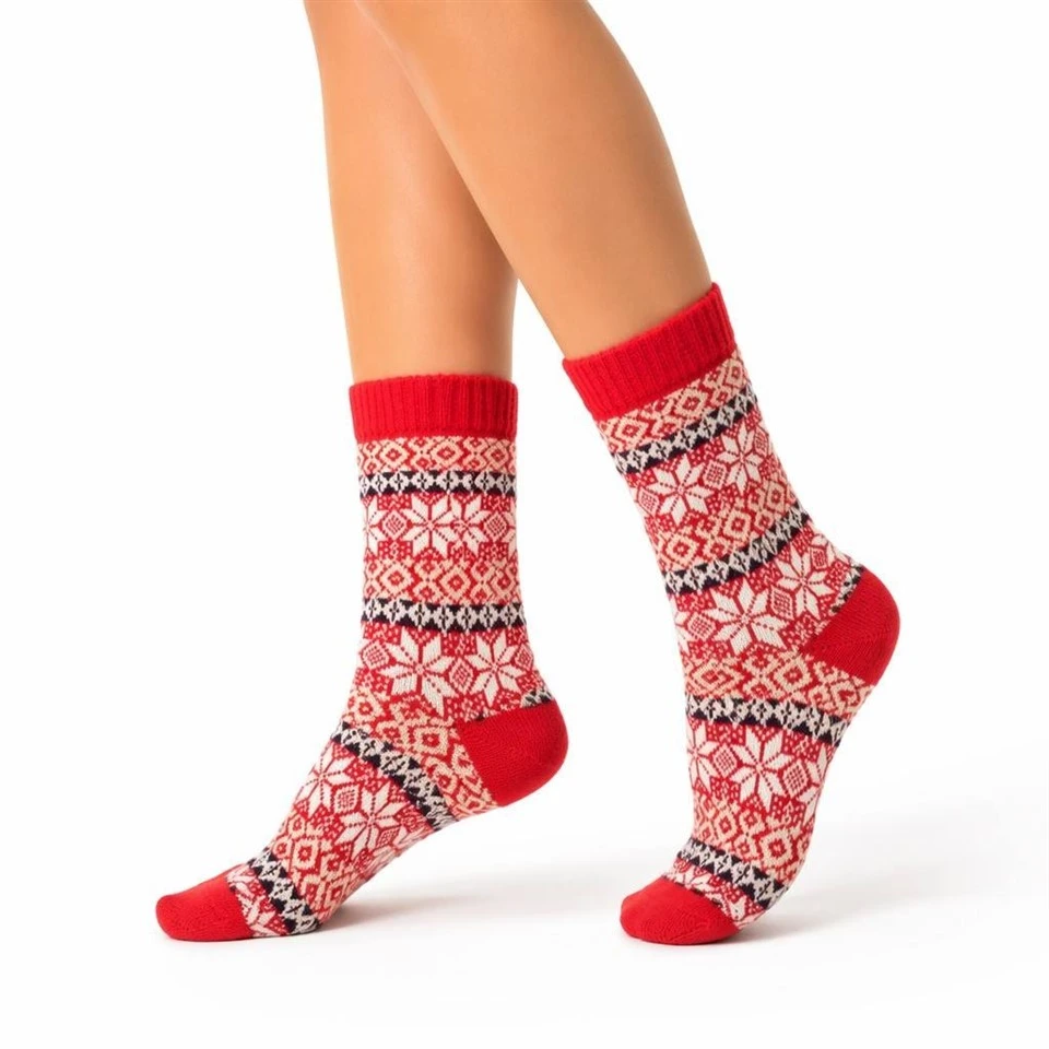 Cotton Blend Knitted Fair Isle Christmas Socks high quality
