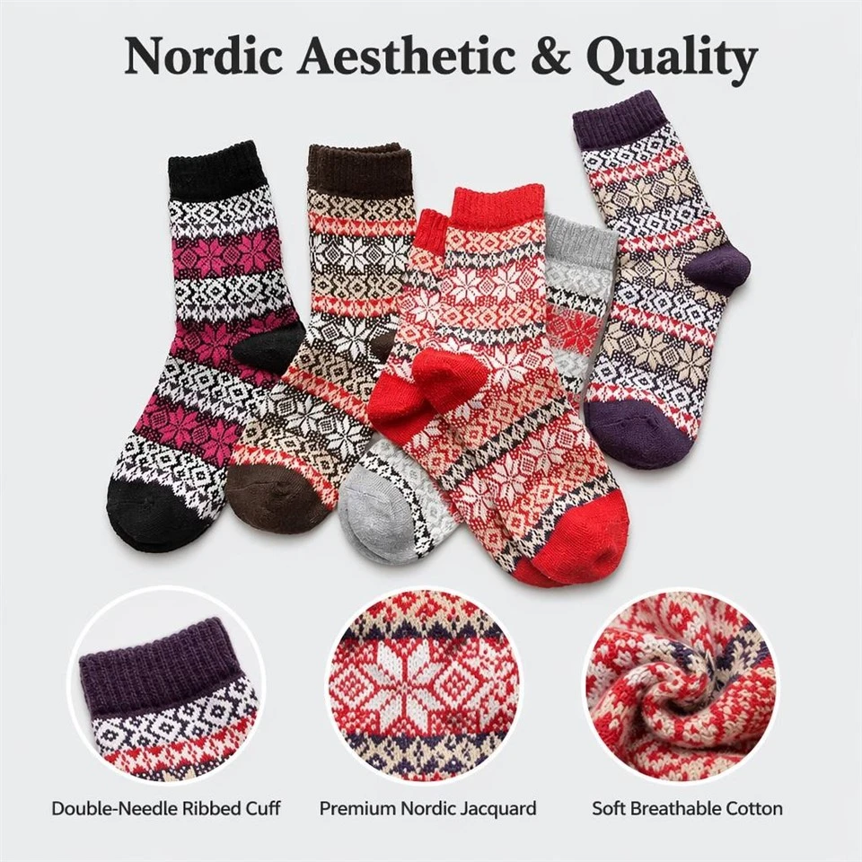 Cotton Blend Knitted Fair Isle Christmas Socks