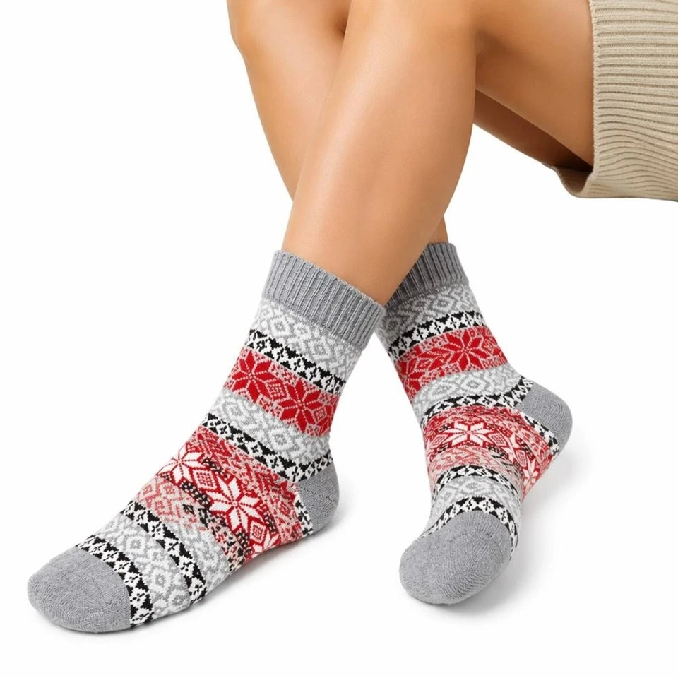 Cotton Blend Knitted Fair Isle Christmas Socks price