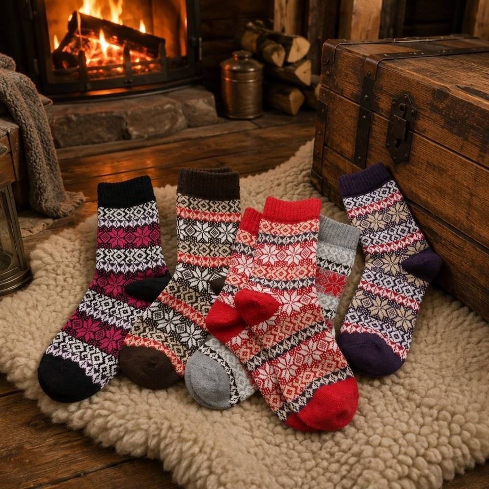Cotton Blend Knitted Fair Isle Christmas Socks factory