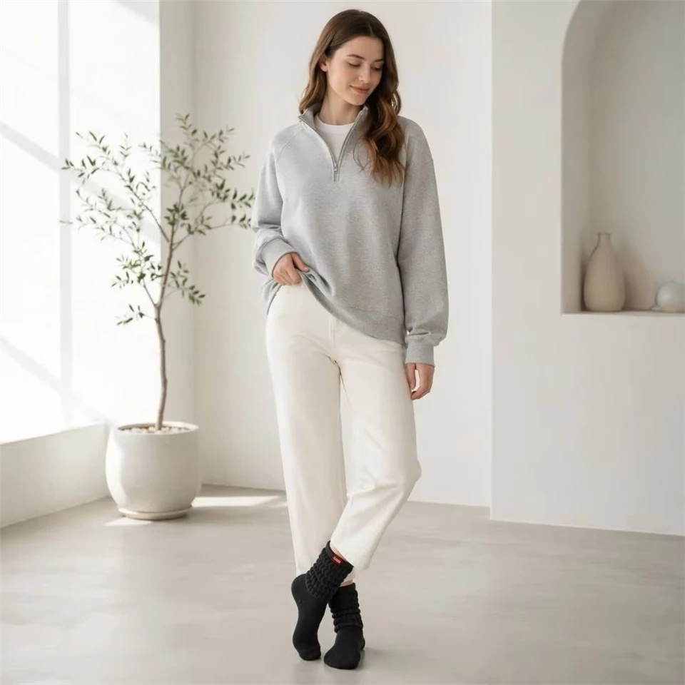Cotton Blend Rib Knit Breathable Women Crew Socks factory