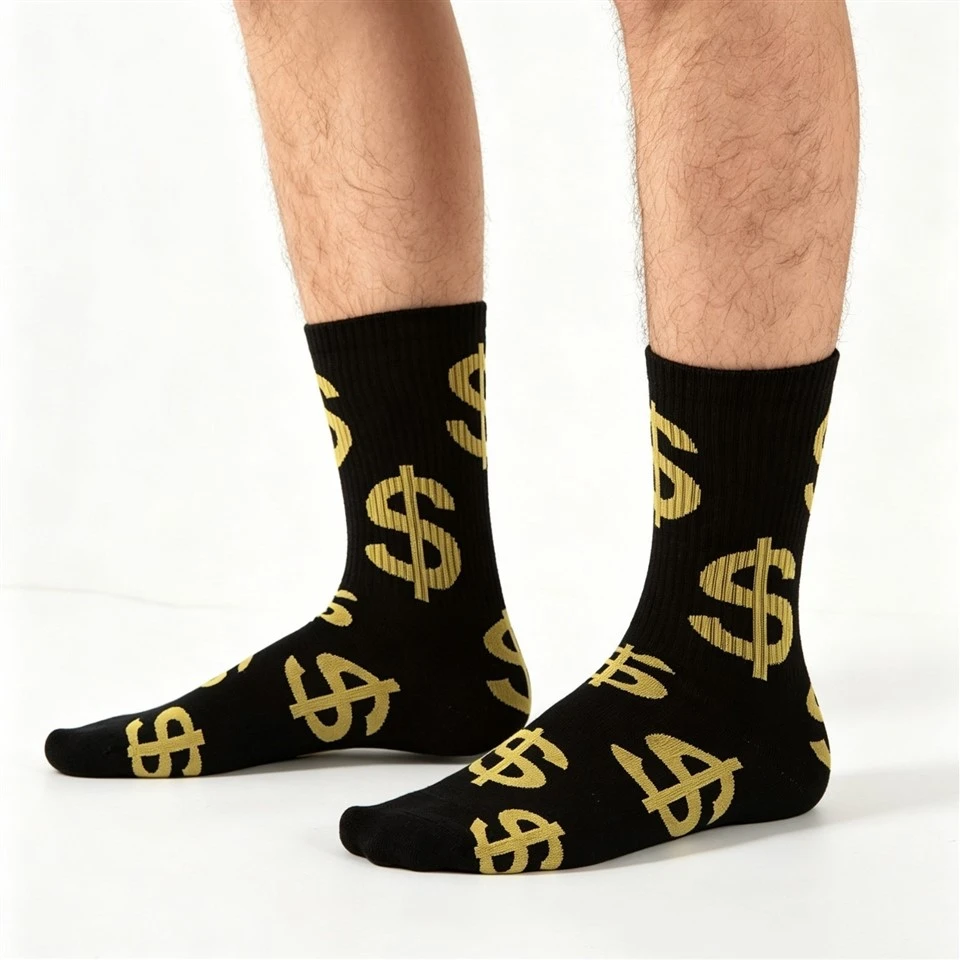 Fashion Cotton Dollar Money Crew Socks factory
