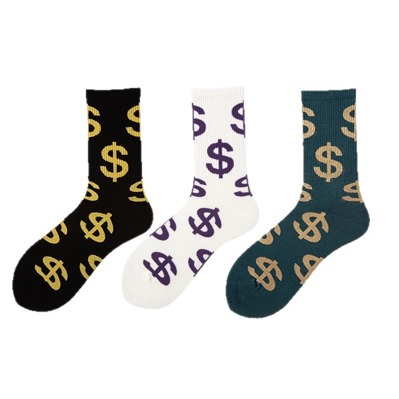 Fashion Cotton Dollar Money Crew Socks high quality