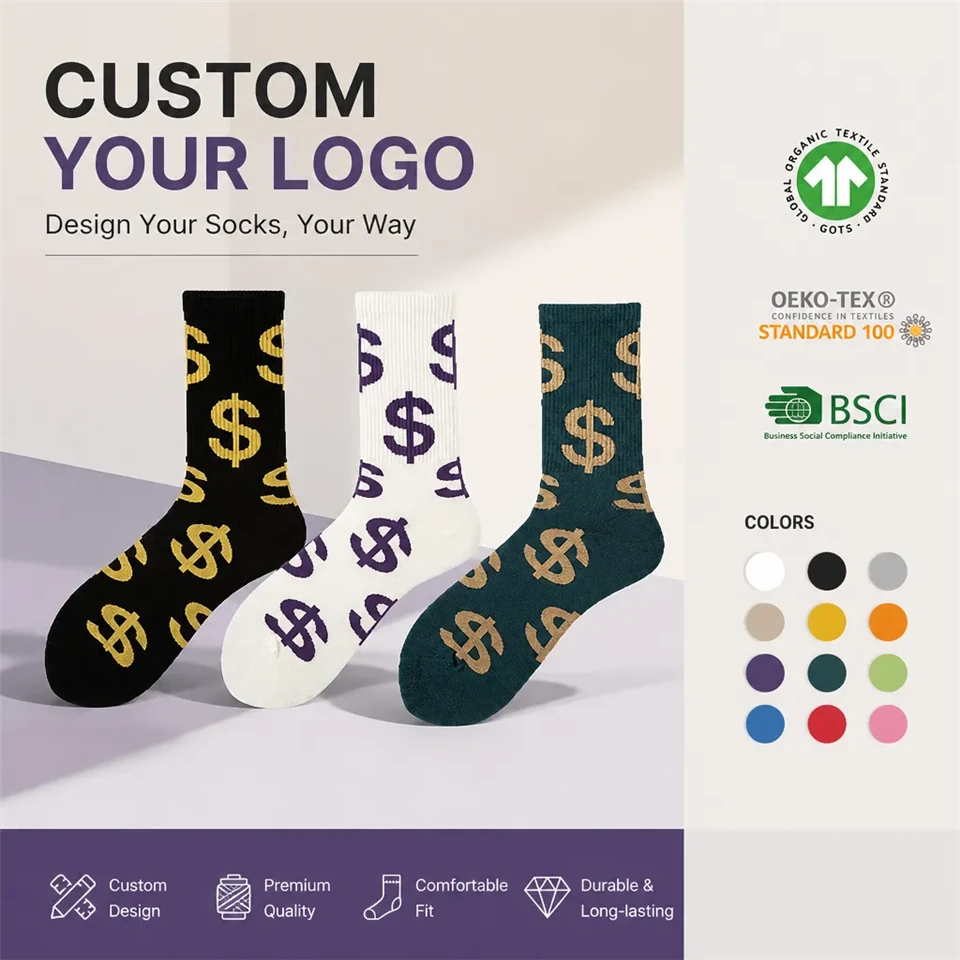 Fashion Cotton Dollar Money Crew Socks