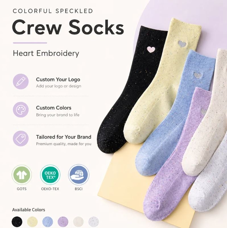 Heart Slub Yarn Polka Dot Star Cotton Socks