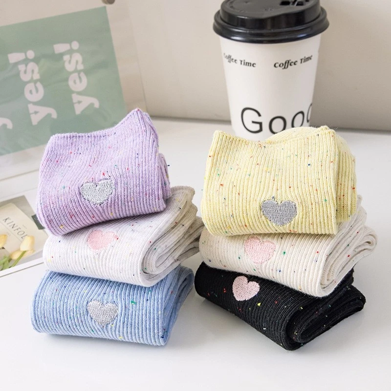 Heart Slub Yarn Polka Dot Star Cotton Socks suppliers