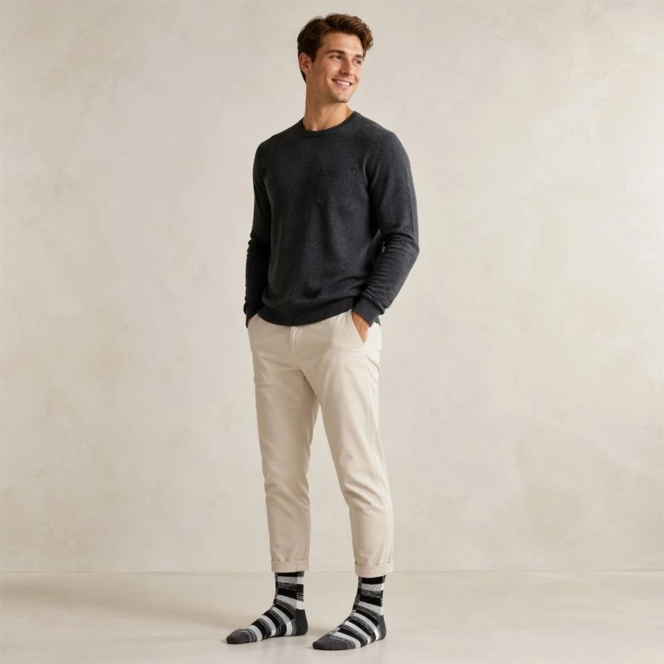 Men Large Size Retro Stripe Knit Breathable Socks best