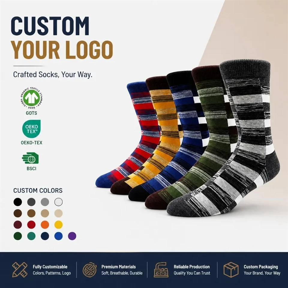 Men Large Size Retro Stripe Knit Breathable Socks