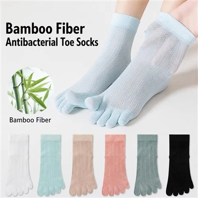 Bamboo Fiber Toe Women Thin Mesh Five Finger Socks