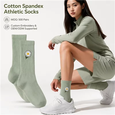 Breathable Cotton Spandex Crew Elastic Athletic Sports Socks