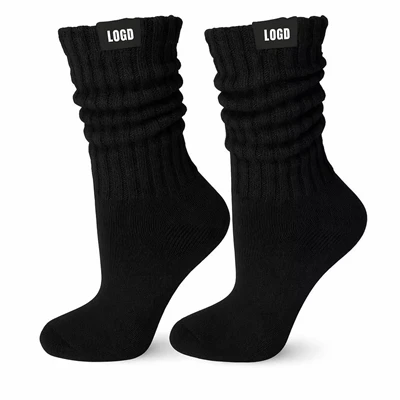 Cotton Blend Rib Knit Breathable Women Crew Socks