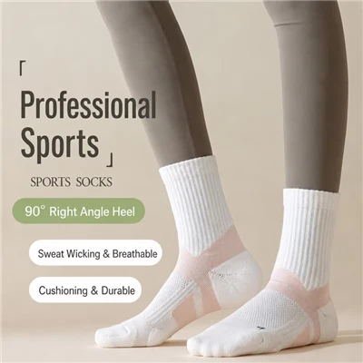 Cushion Sole Moisture Wicking Running Training Mid Calf Socks