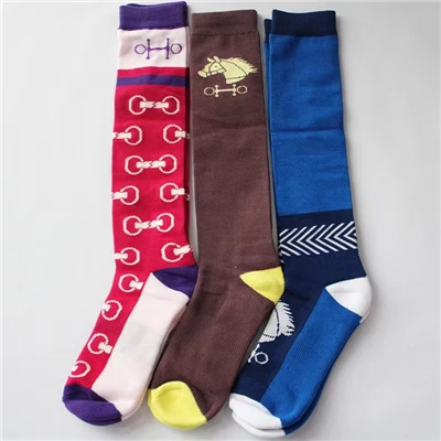 Design Classical Knee High Horse Riding Colorful Equestrian Socks
