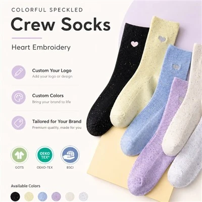 Heart Slub Yarn Polka Dot Star Cotton Socks