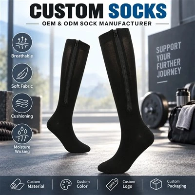 New Zipper Compression Socks For Outdoor Fitness Running
