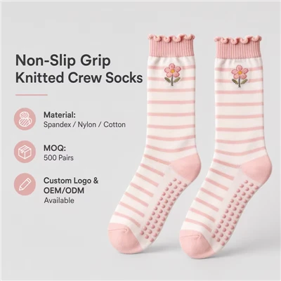 Non Slip Knitted Yoga Elastic Cotton Nylon Pilates Socks