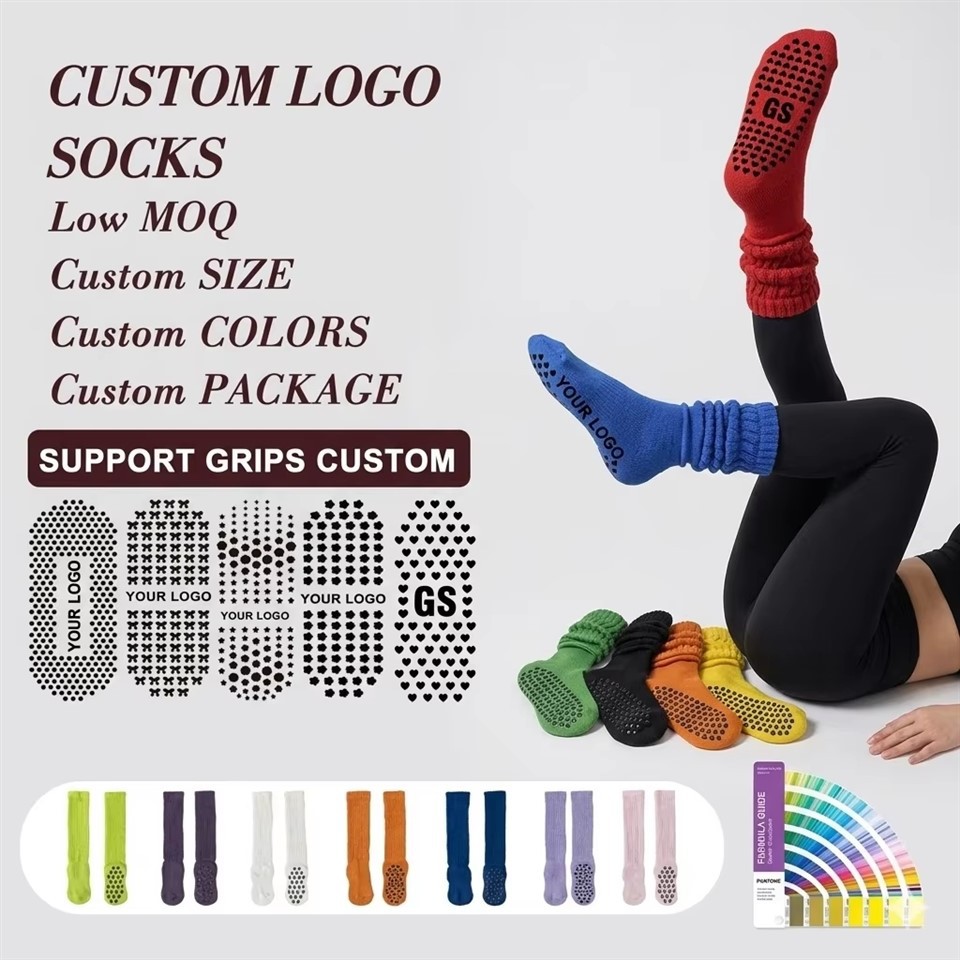 Wholesale Custom Logo Non Slip Yoga Pilates Silicone Grip Slouch Socks