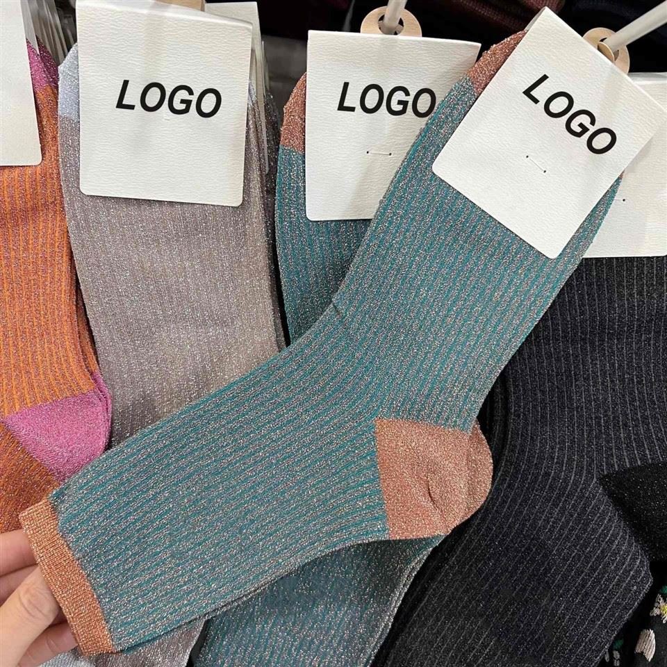 Wholesale Custom Logo OEM Colorful Lurex Crew Socks best